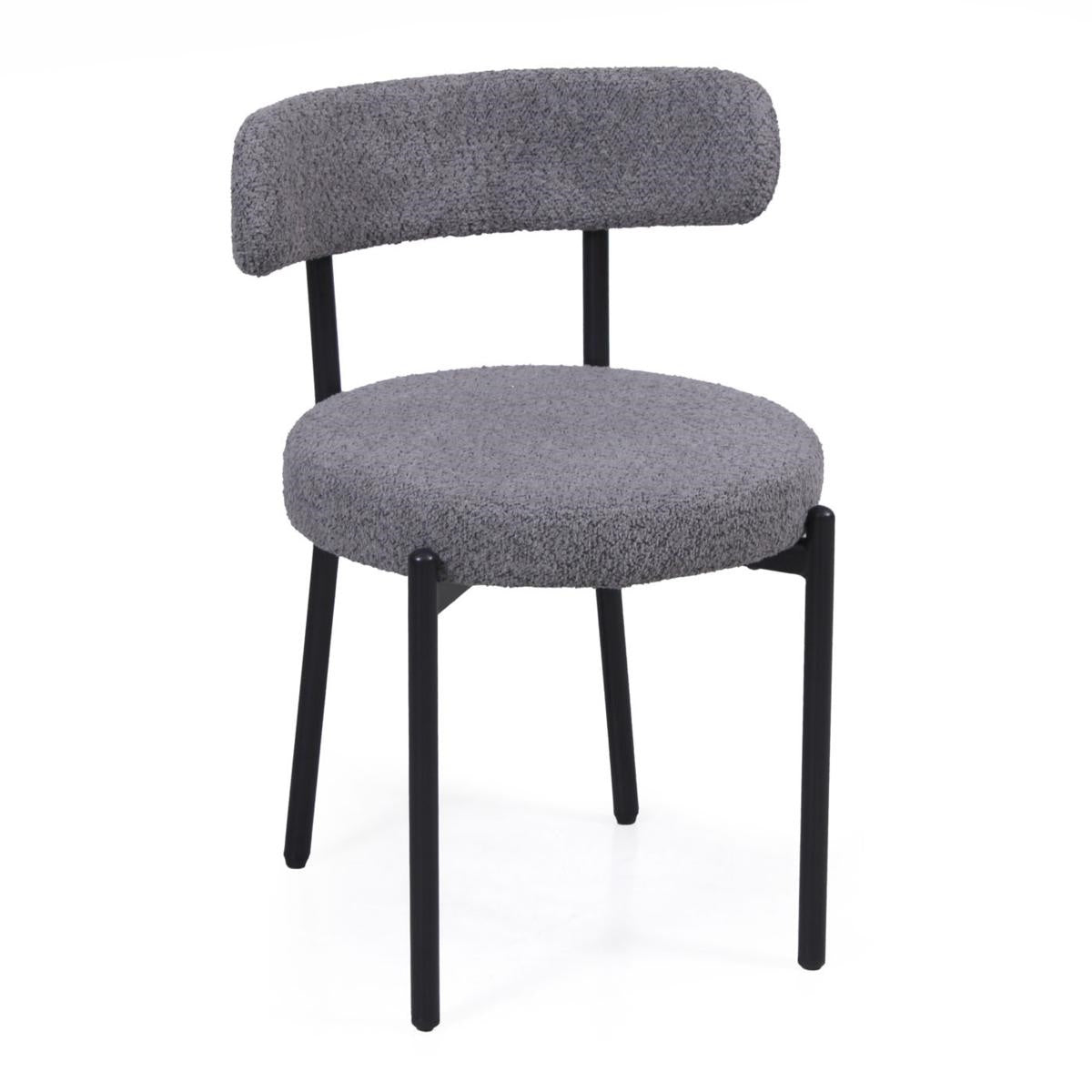 Sedia effetto bouclé grigio "Gaia" 54X53H47/73