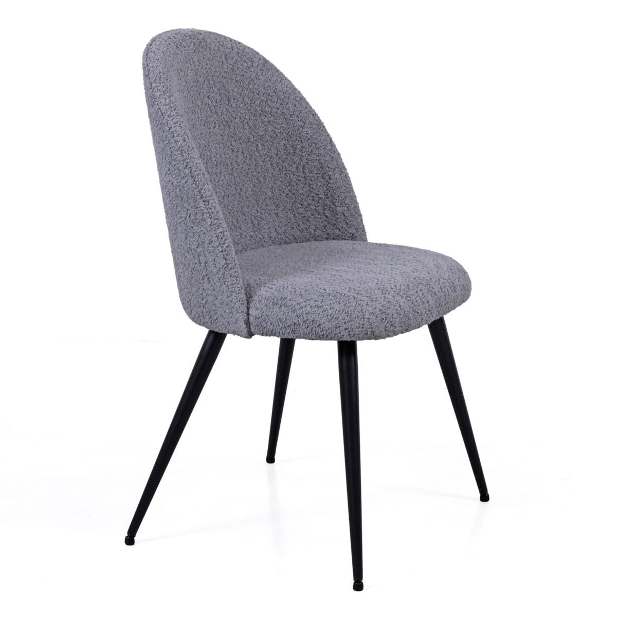 Sedia in tessuto bouclé grigio "Ella" 51X53H84