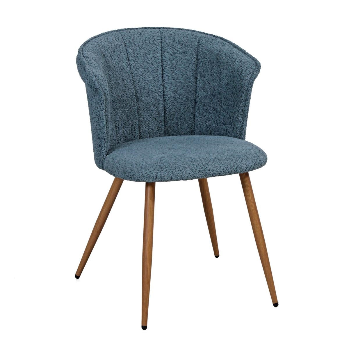 Sedia in tessuto bouclé verde petrolio "Tina" 59x49H46/75