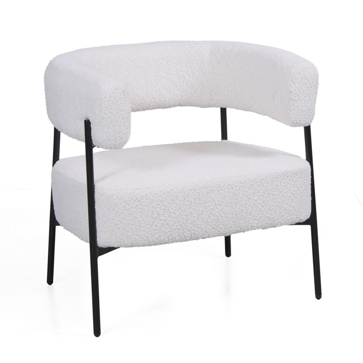 Poltrona in bouclé bianco "Ilda" 61X68H58