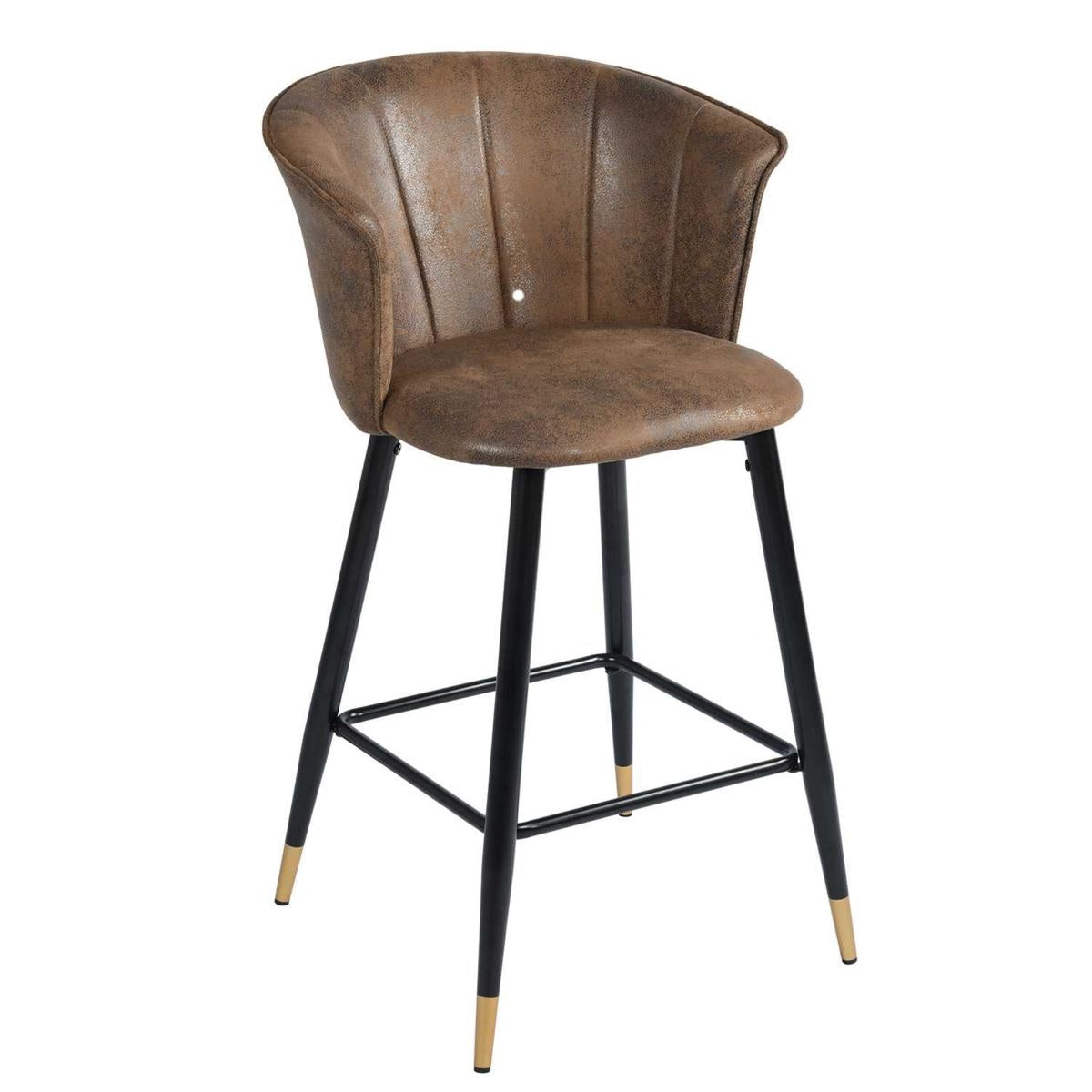 Sgabello in tessuto effetto pelle invecchita "Galileo" 56X52H66/97