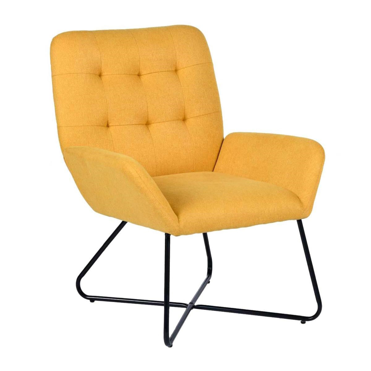 Poltrona in tessuto kilanda giallo "Greta" 68X78H88