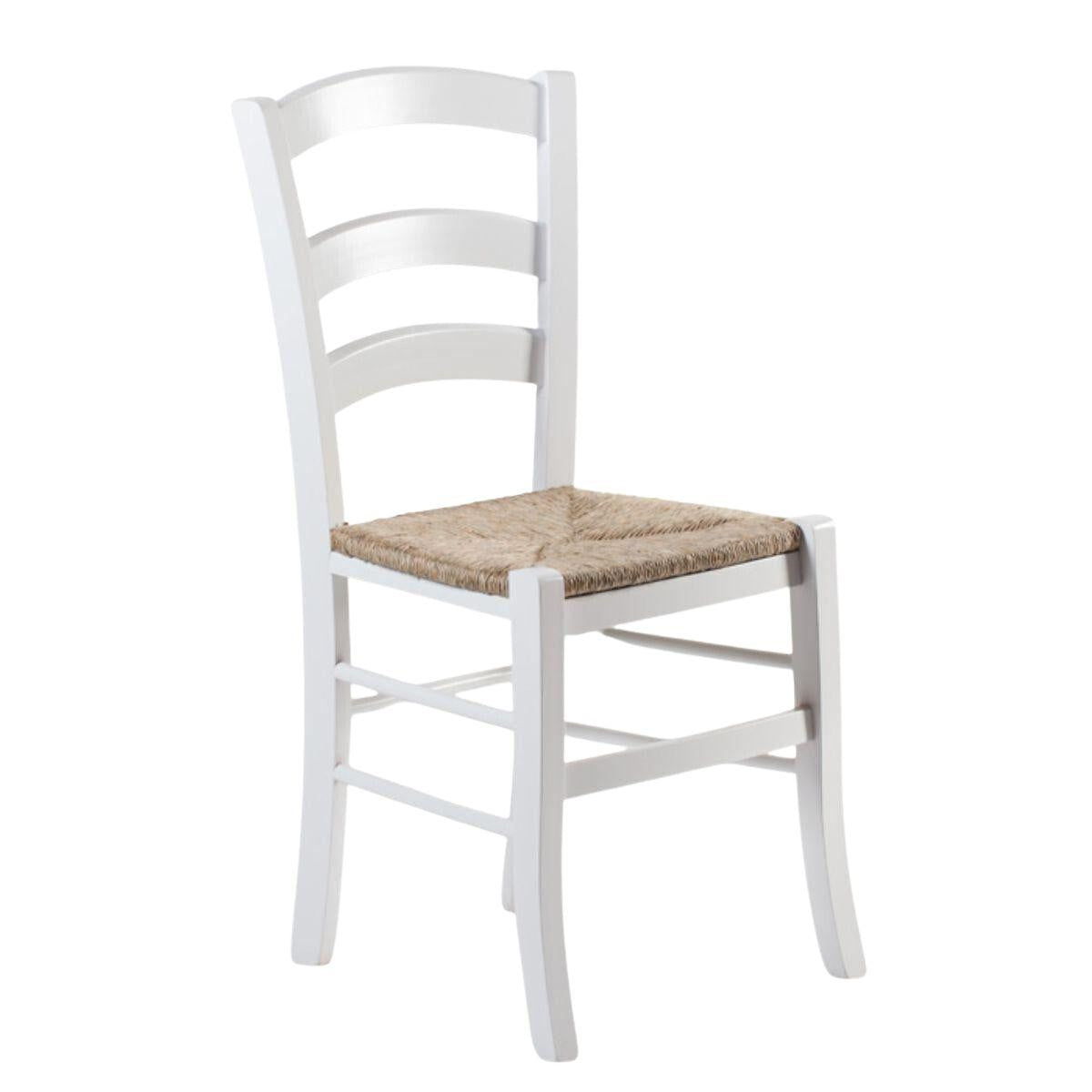 Sedia bianca impagliata "Marsiglia" 40X38H86