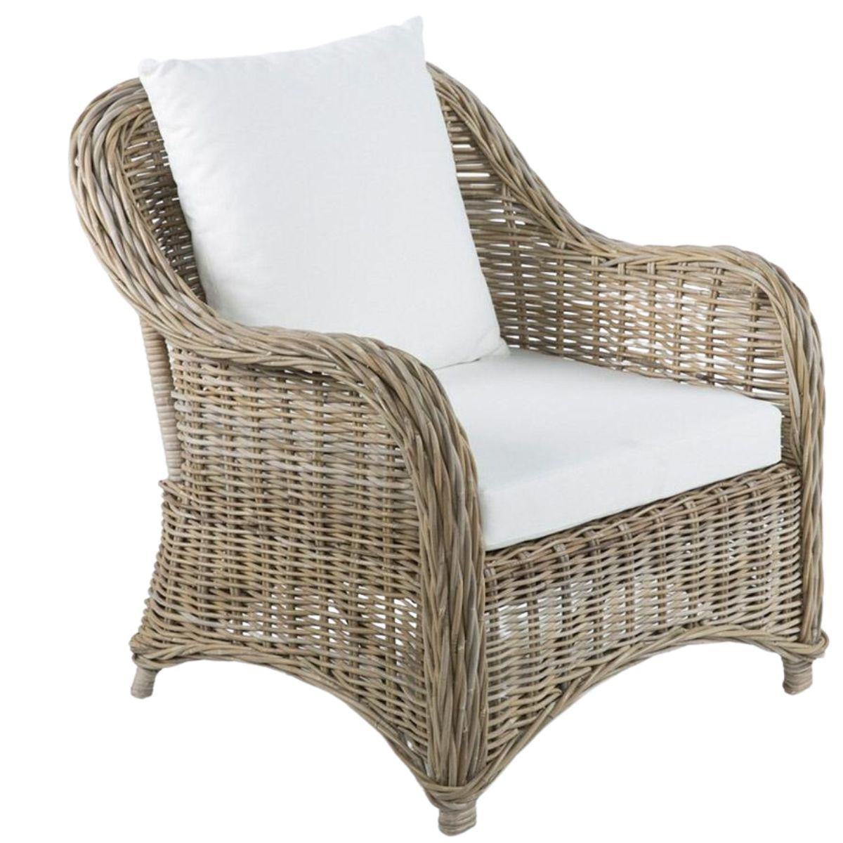 Poltrona in giunco grigio "Katrina" 76X70H87 - Milano 7 Arte e Design