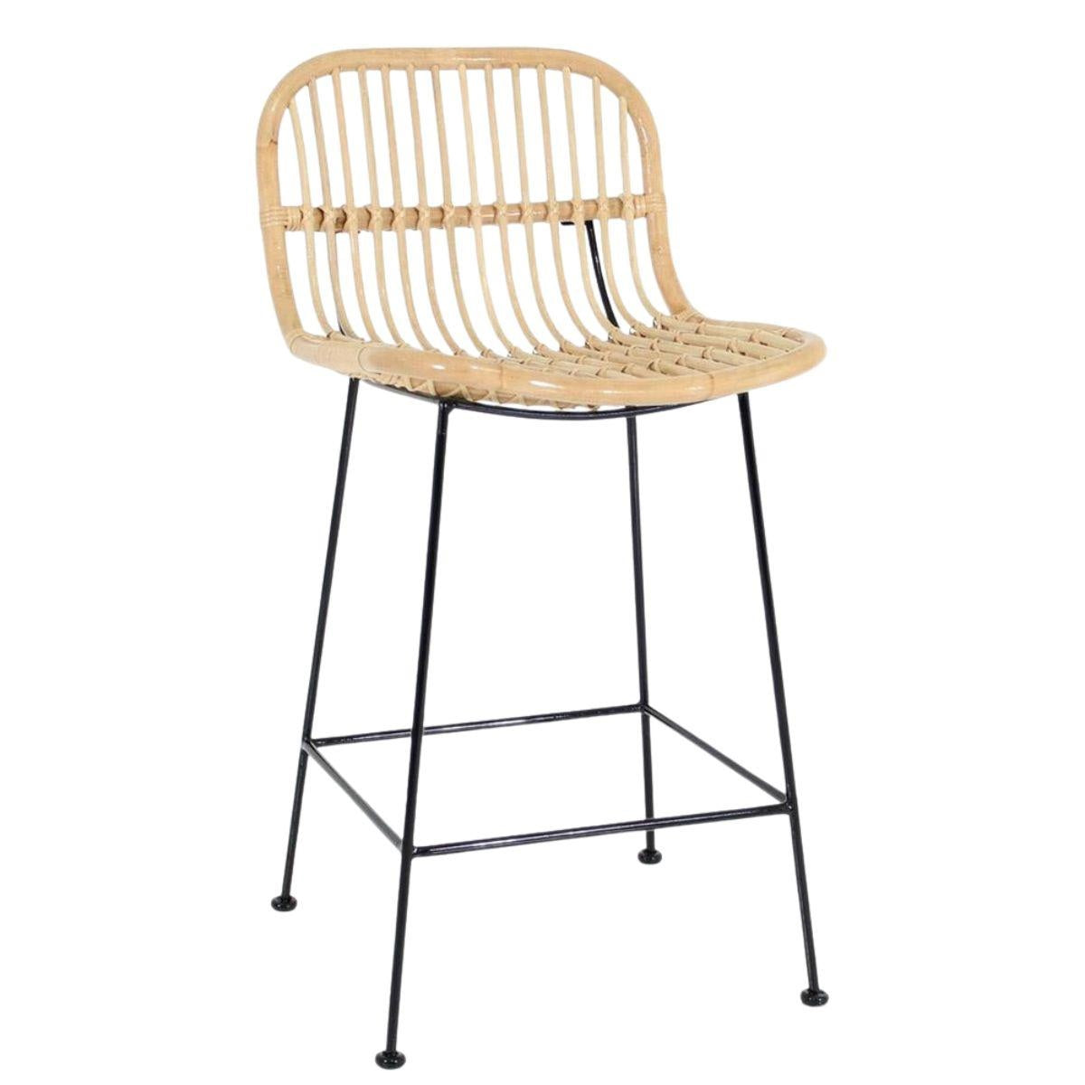Sgabello alto in rattan "Elliot" 44X50H88