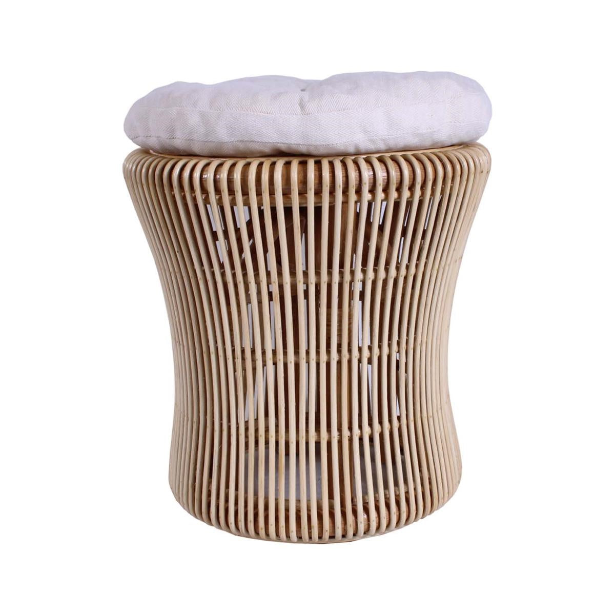 SGABELLO "ETHERAL" IN RATTAN CON CUSCINO DIAMETRO CM 40 X 42H
