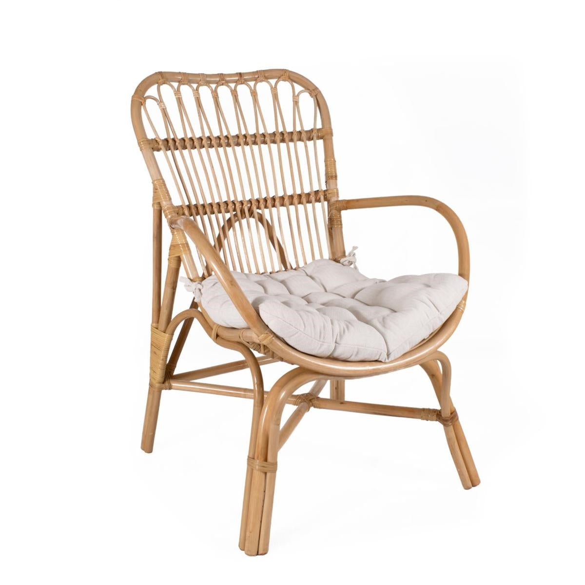 Poltrona in rattan con cuscino "Nagano" 68X85H96