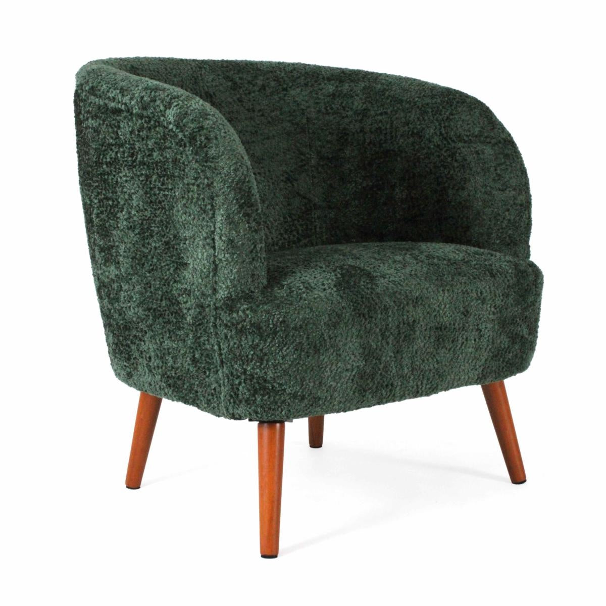 Poltrona "Elfo" in tessuto verde effetto bouclé 71X66H78
