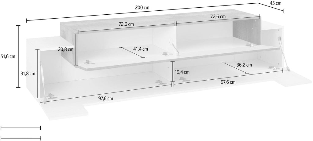Porta tv CORO 200 cm 3 ante a ribalta - Milano 7 Arte e Design
