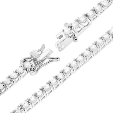Bracciale Tennis Griffe cm 16.5 con Zirconi mm 2 Bianchi in ARGENTO 925 Galvanica Rodio - Milano 7 Arte e Design