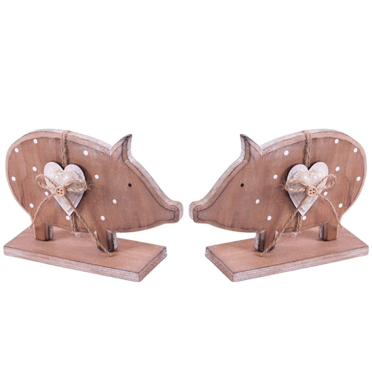 Decorazione maialini in legno in confezione di 2