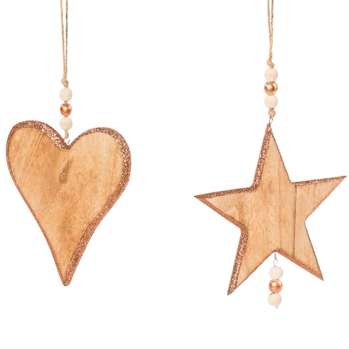 Cuore e stella decorativa color rame H20