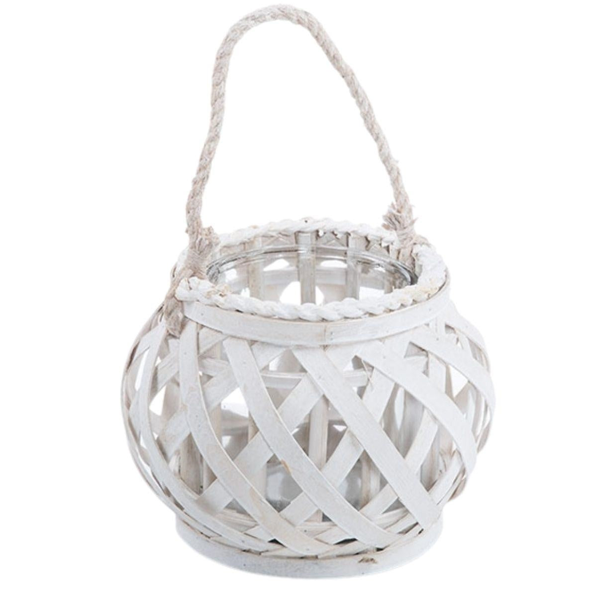 Lanterna in vimini bianco Ø19X20