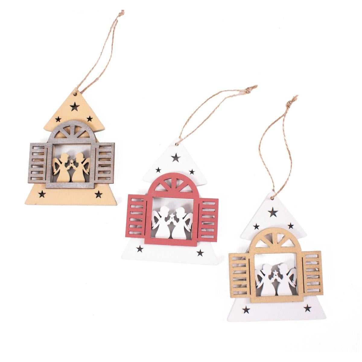 Confezione di 3 decorazioni natalizie "Finestra" H8