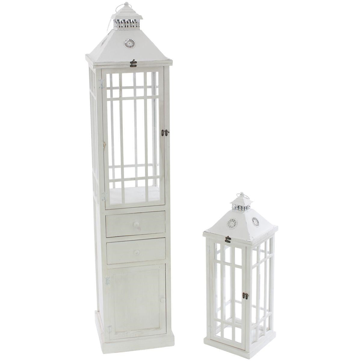 Lanterna in abete bianca 32X32H150 in set di 2 - Milano 7 Arte e Design