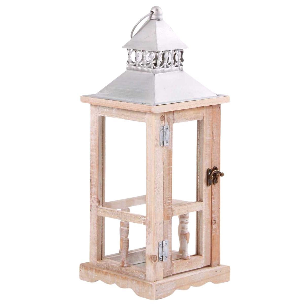 Lanterna in abete marrone sbiancato 16X16H43
