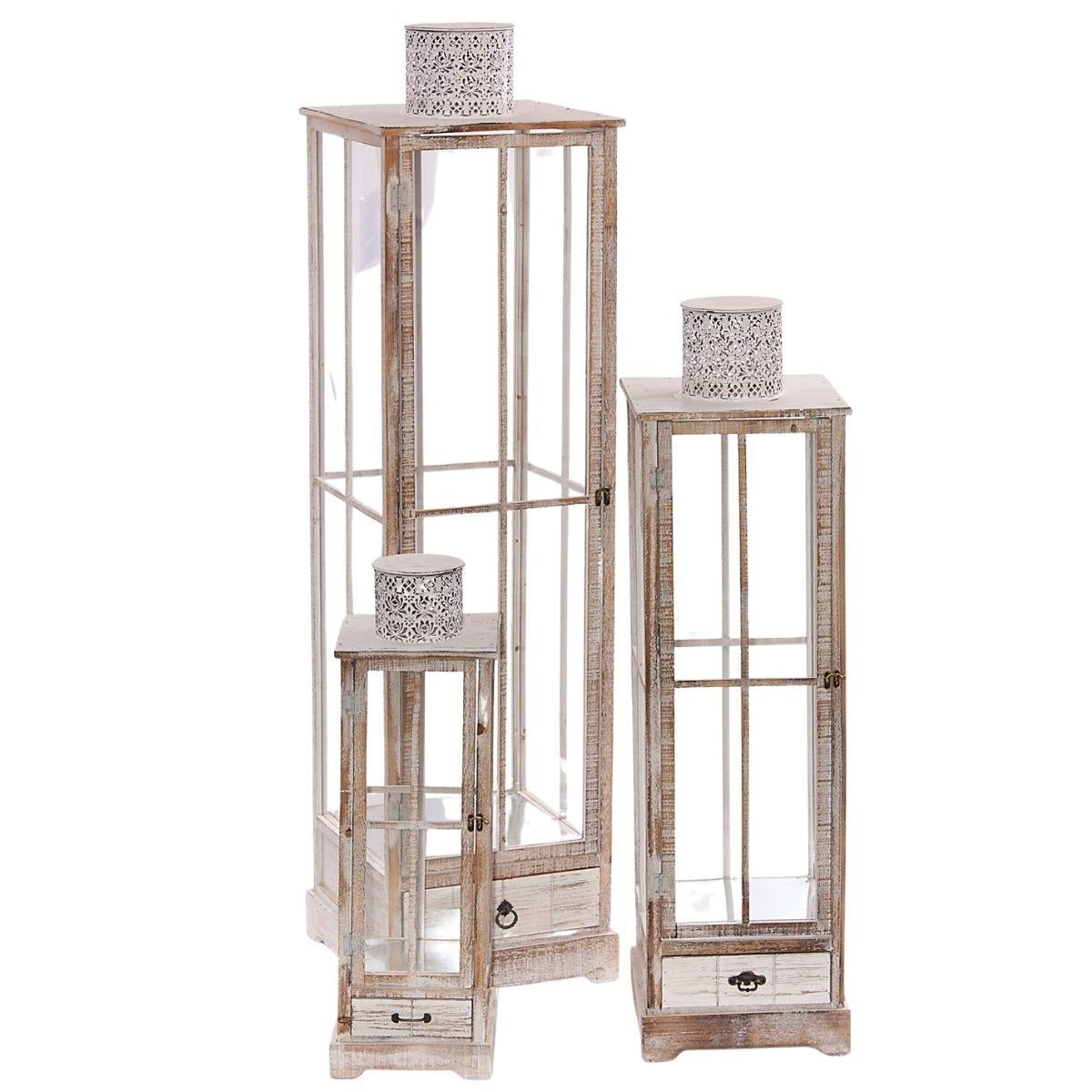 Lanterna in abete 40X40H151 in set di 3 - Milano 7 Arte e Design