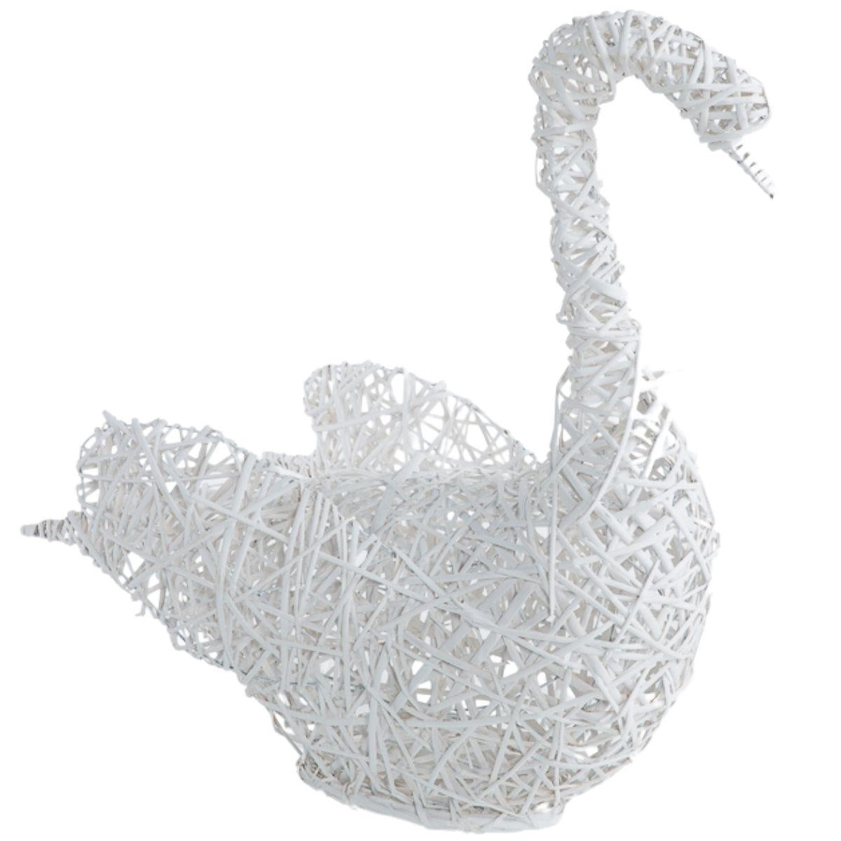 Cigno in vimini bianco 80X35H83 - Milano 7 Arte e Design