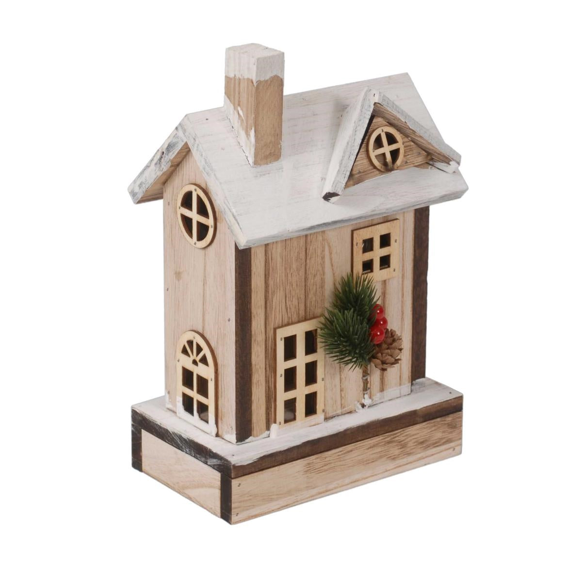 Casetta decorativa in abete con luce a Led 27X15H33
