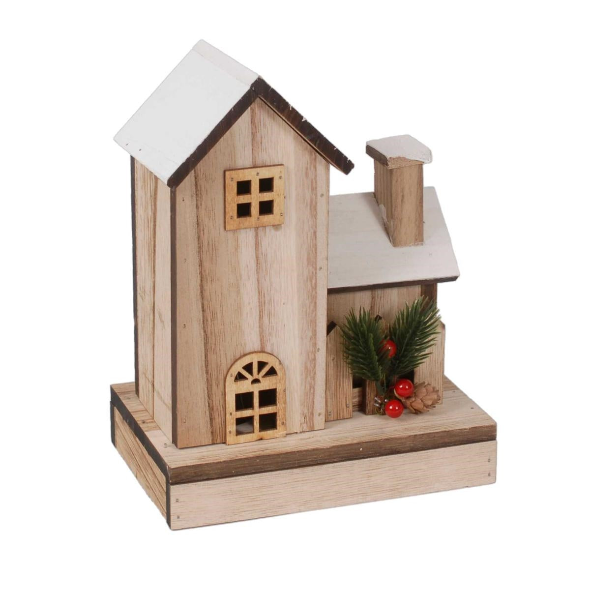 Casetta decorativa in abete con luce a Led 17X10H25