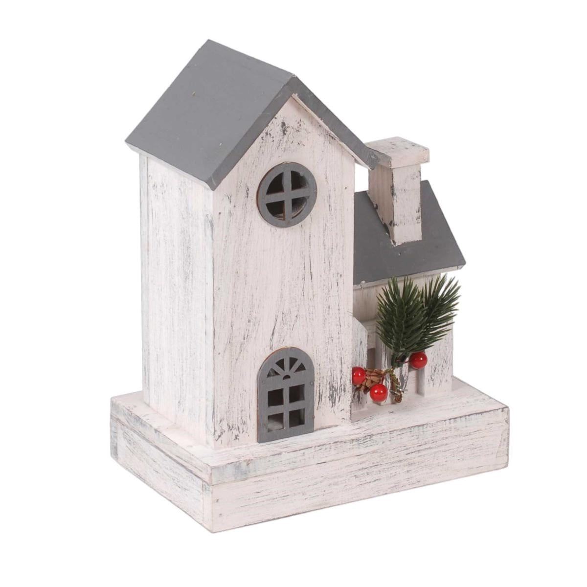 Casetta decorativa in abete con luce a Led 20X13H26