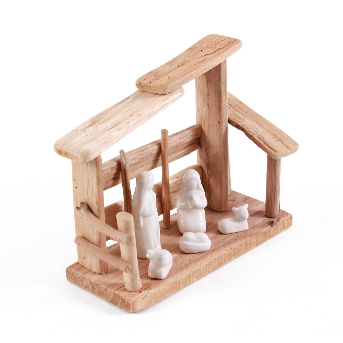 Natività in legno e ceramica 25X10H21