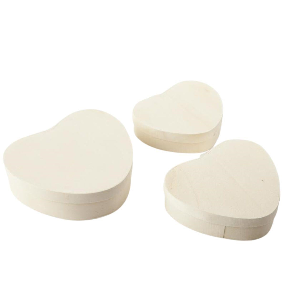 Scatola a cuore per decoupage in set di 3