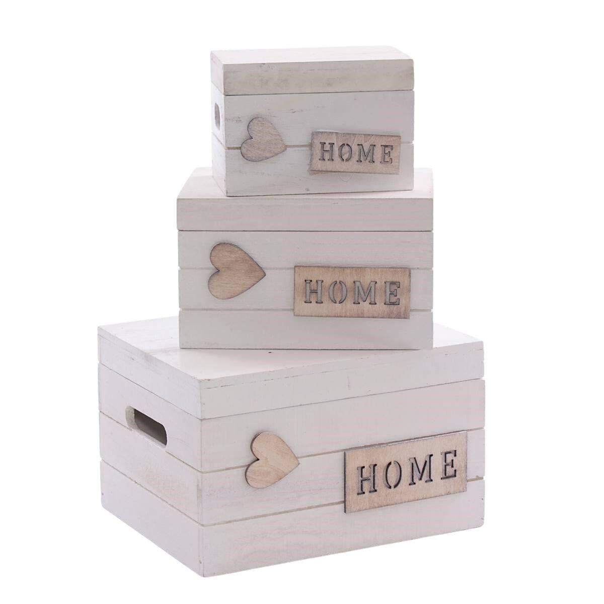 Scatola bianca in abete 25X20H15 in set di 3