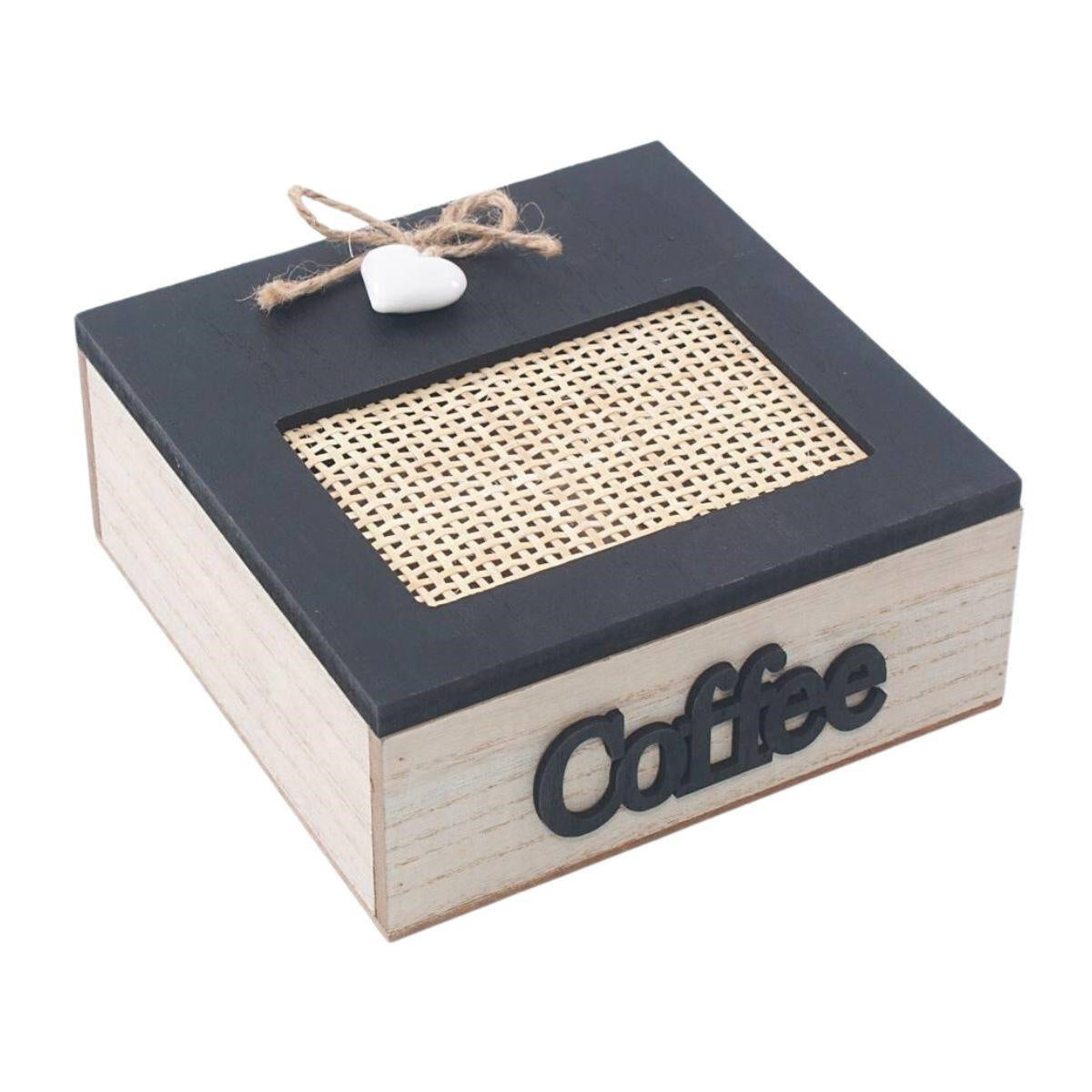 Scatola in abete e rattan "Coffee" 17X17H7