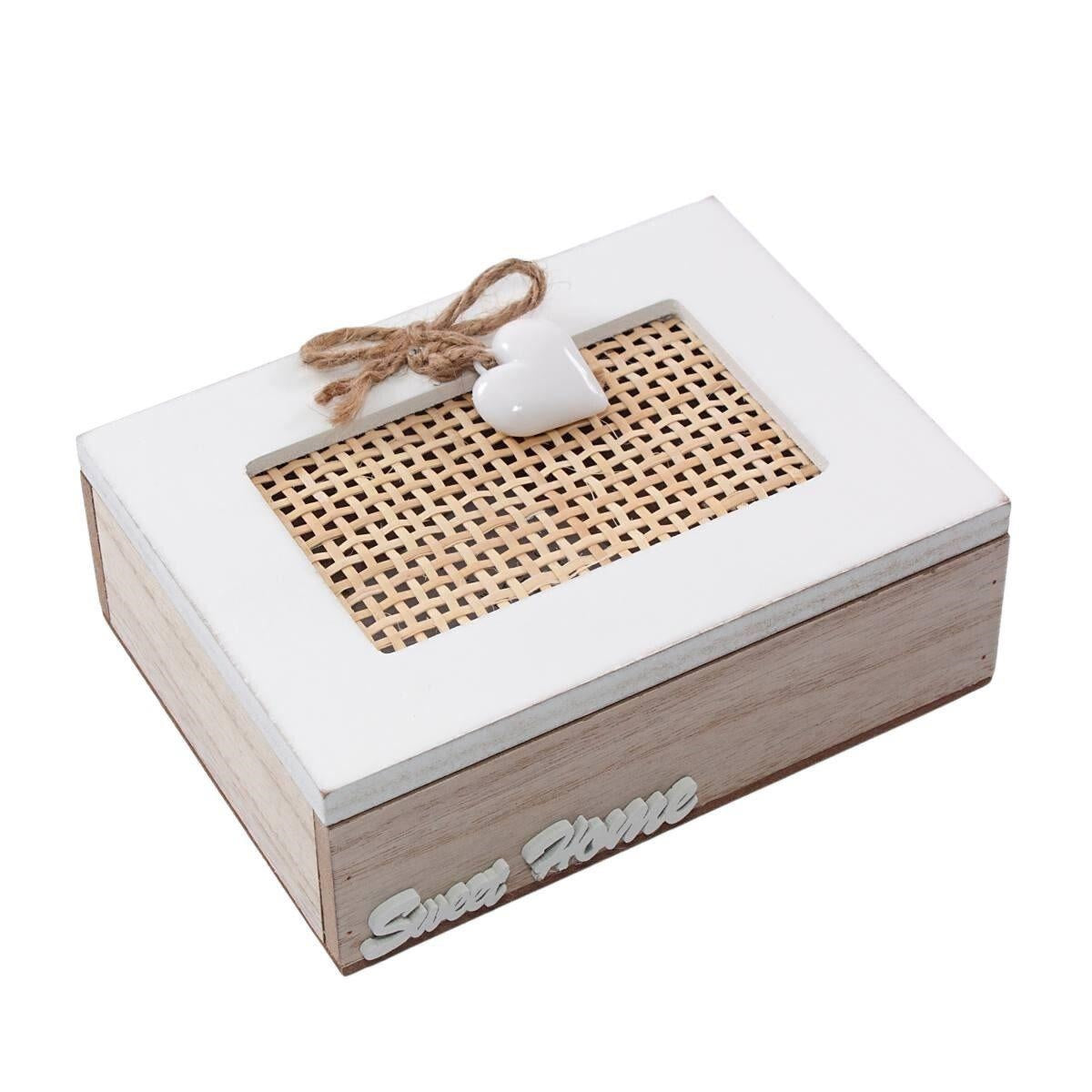 Scatola in abete e rattan "Sweet Home" 15X11H7