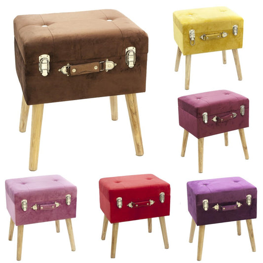 SGABELLO CONTENITORE IN VELLUTO COLORI ASSORTITI 40X30H47