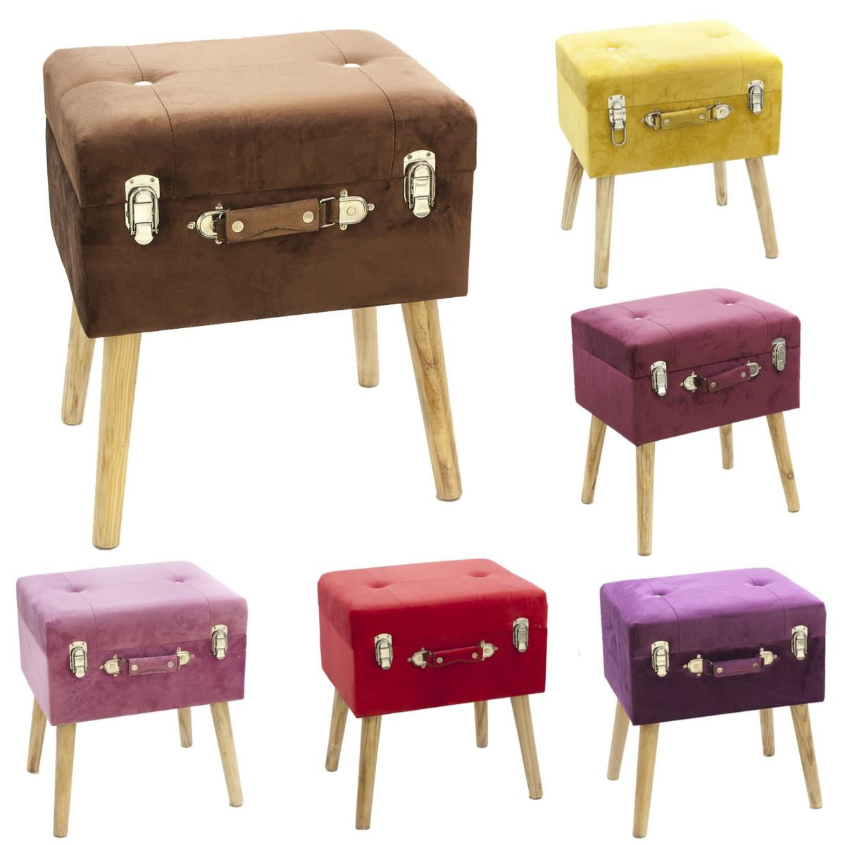 SGABELLO CONTENITORE IN VELLUTO COLORI ASSORTITI 40X30H47