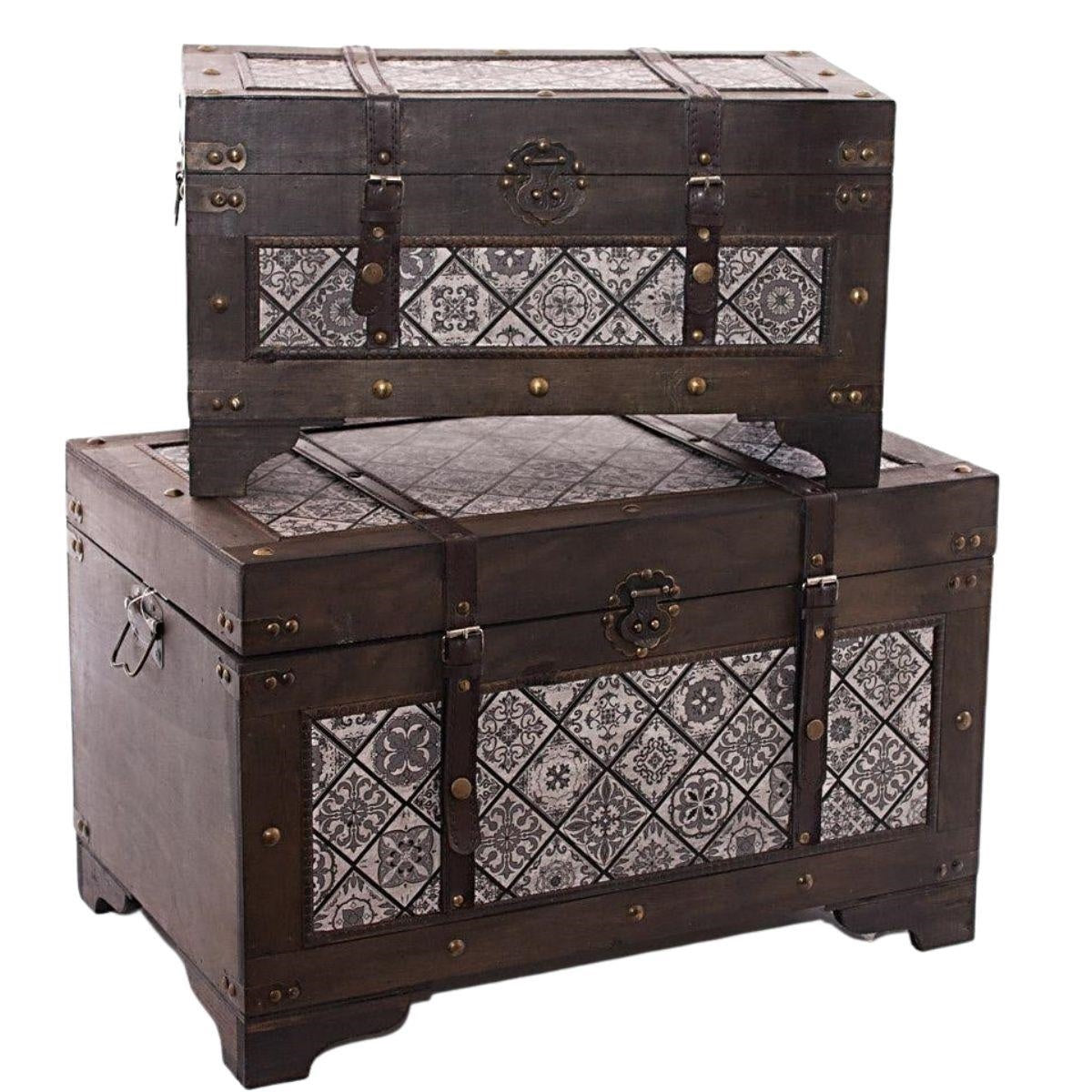 Baule in legno 58X36H36 in set di 2