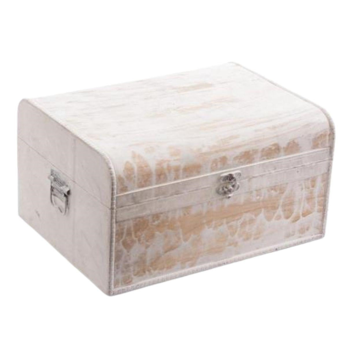 Baule bombato in legno sbiancato 40X30H22