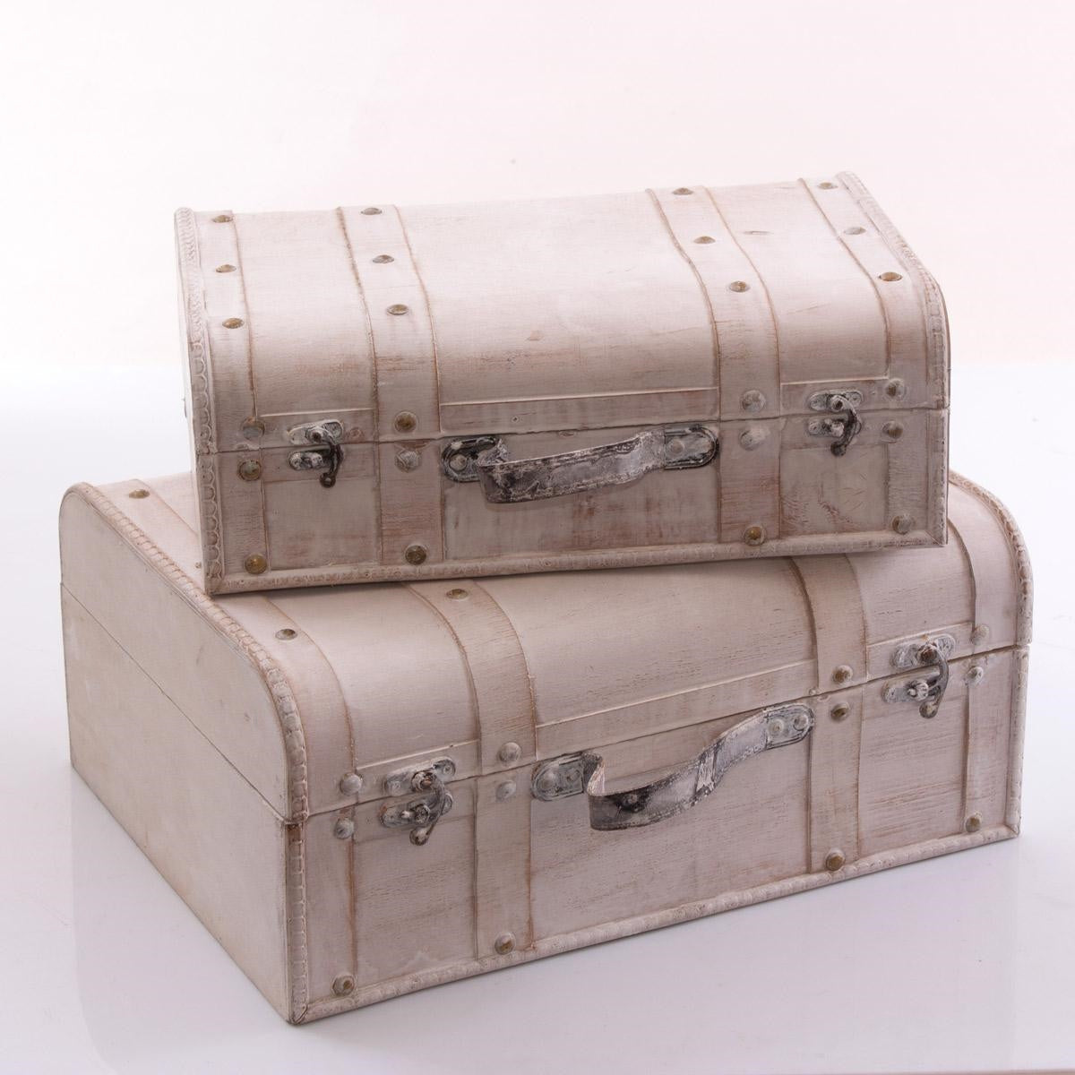 Baule valigia bianco 42X31H18 in set di 2