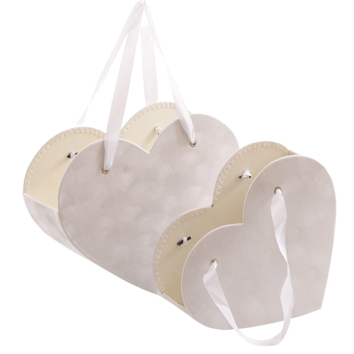 Contenitore cuore in cartone bianco 29.3X24.8H10 in set di 2 - Milano 7 Arte e Design
