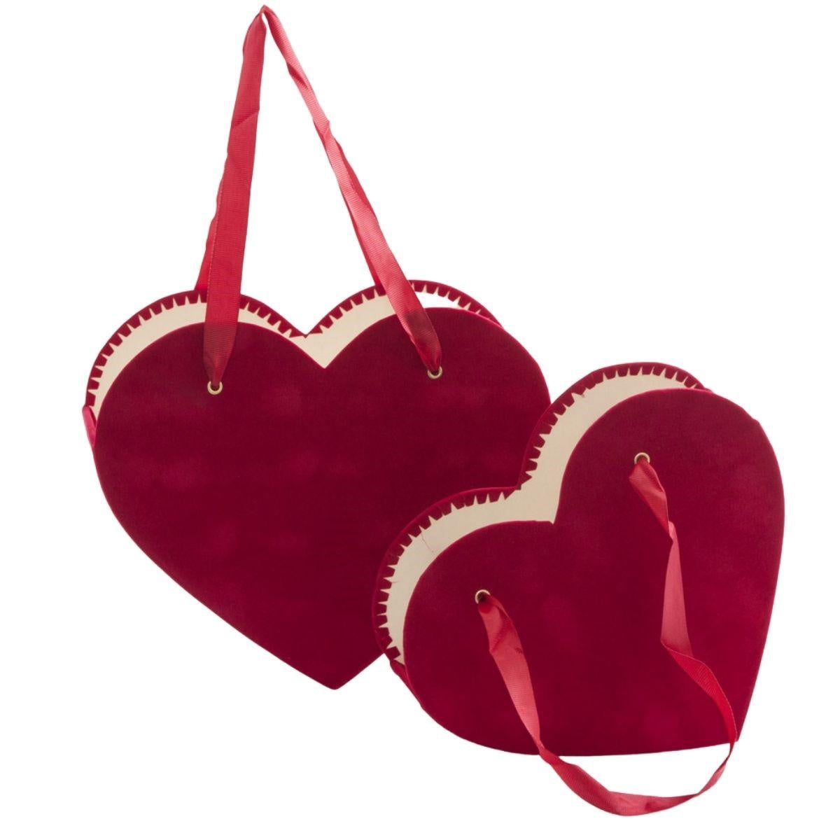 Contenitore cuore in cartone rosso 29.3X24.8H10 in set di 2