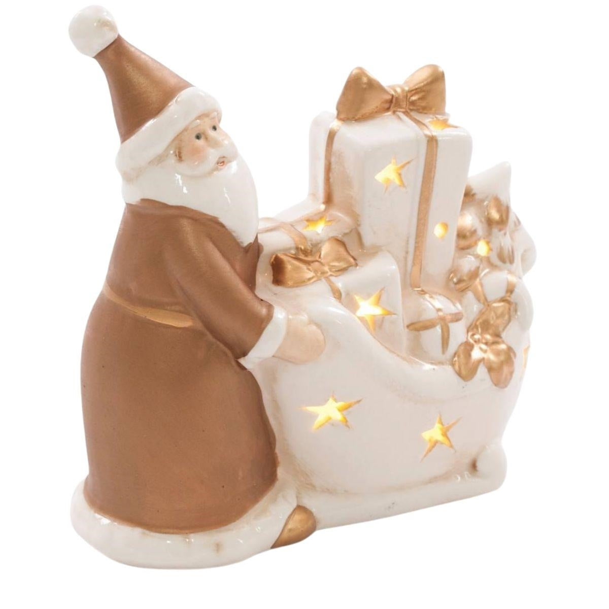 Decorazione Babbo Natale in ceramica con led 13X6H12 - Milano 7 Arte e Design