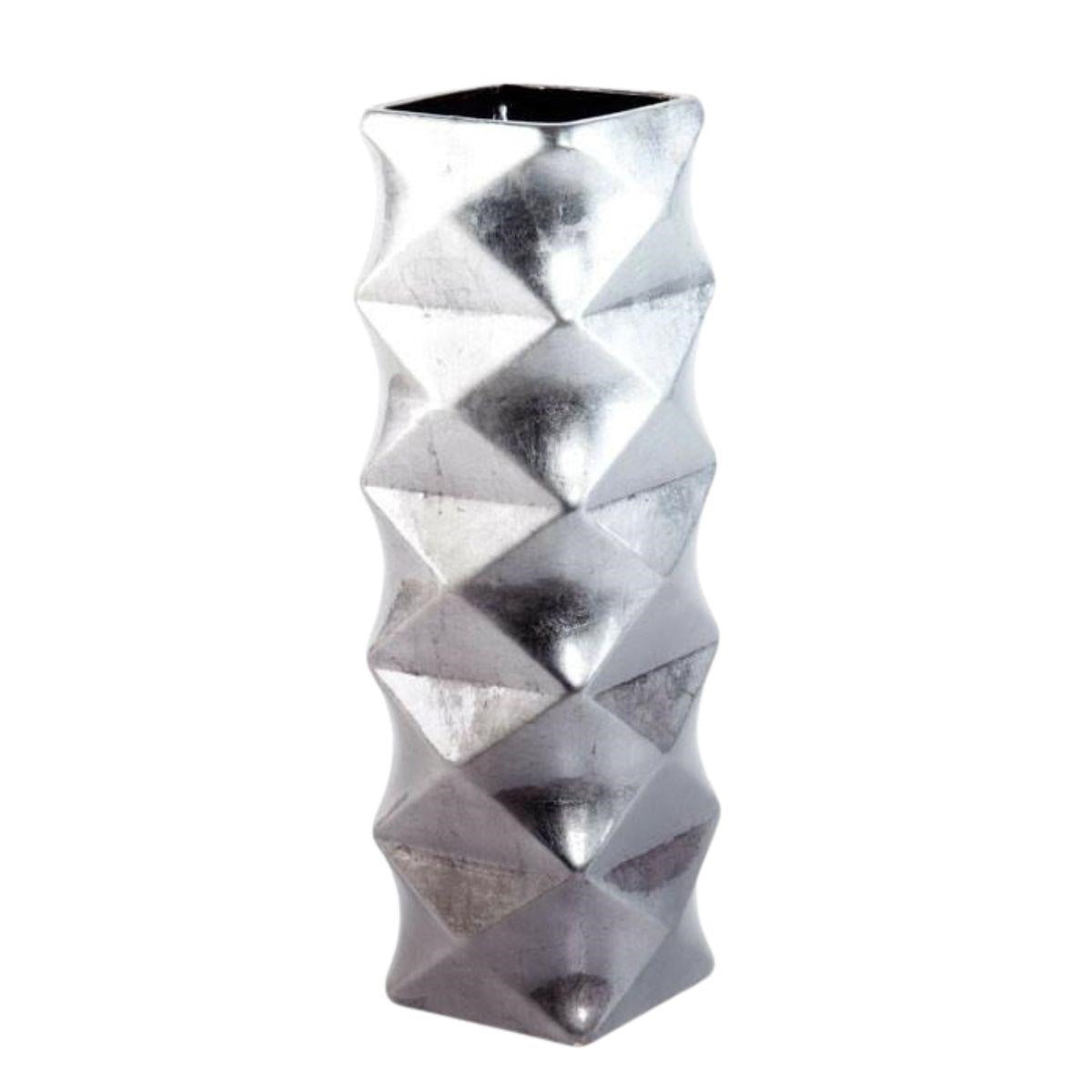 Vaso argentato in ceramica 14X14H43 - Milano 7 Arte e Design