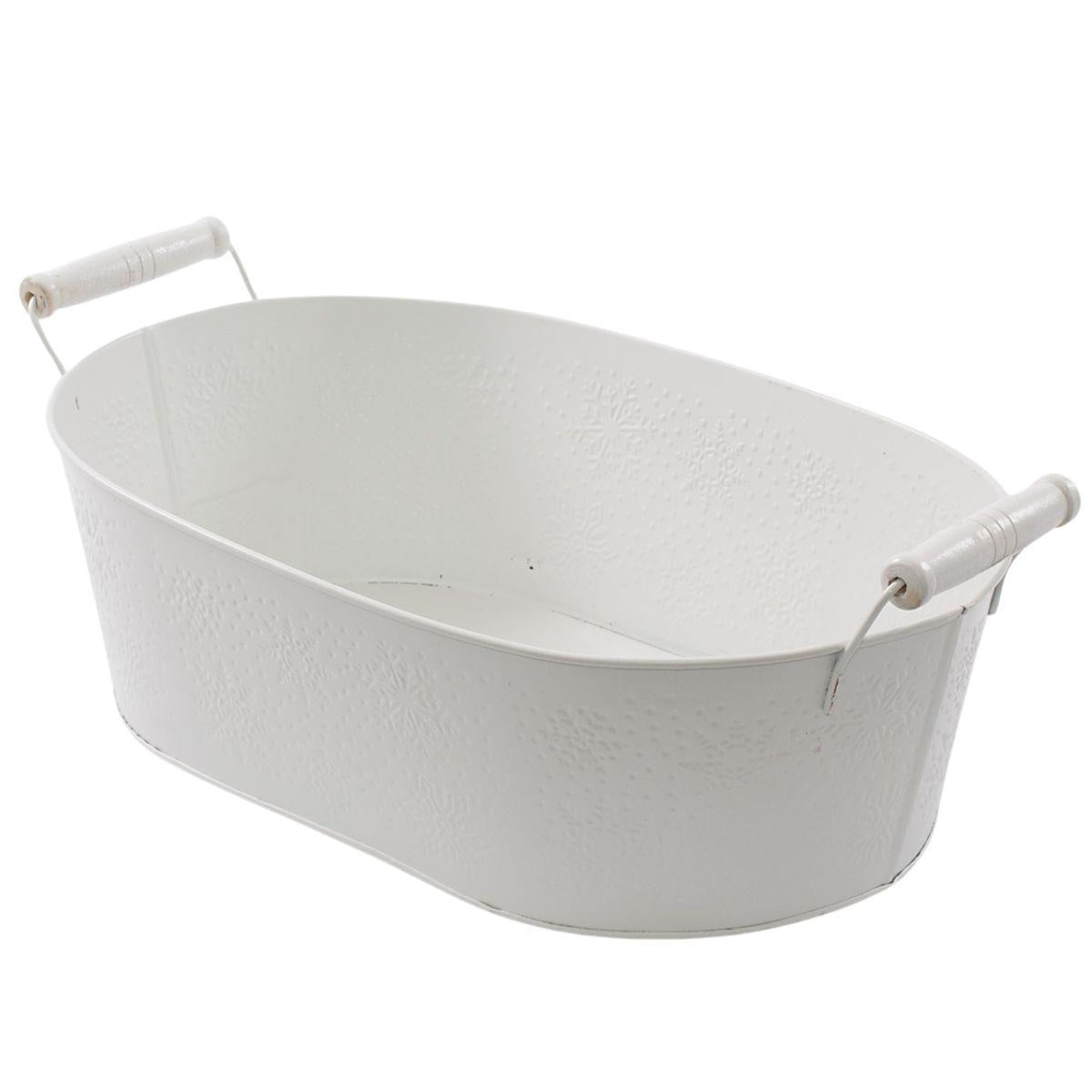 Vaschetta ovale in latta bianco neve 39X24H12 - Milano 7 Arte e Design