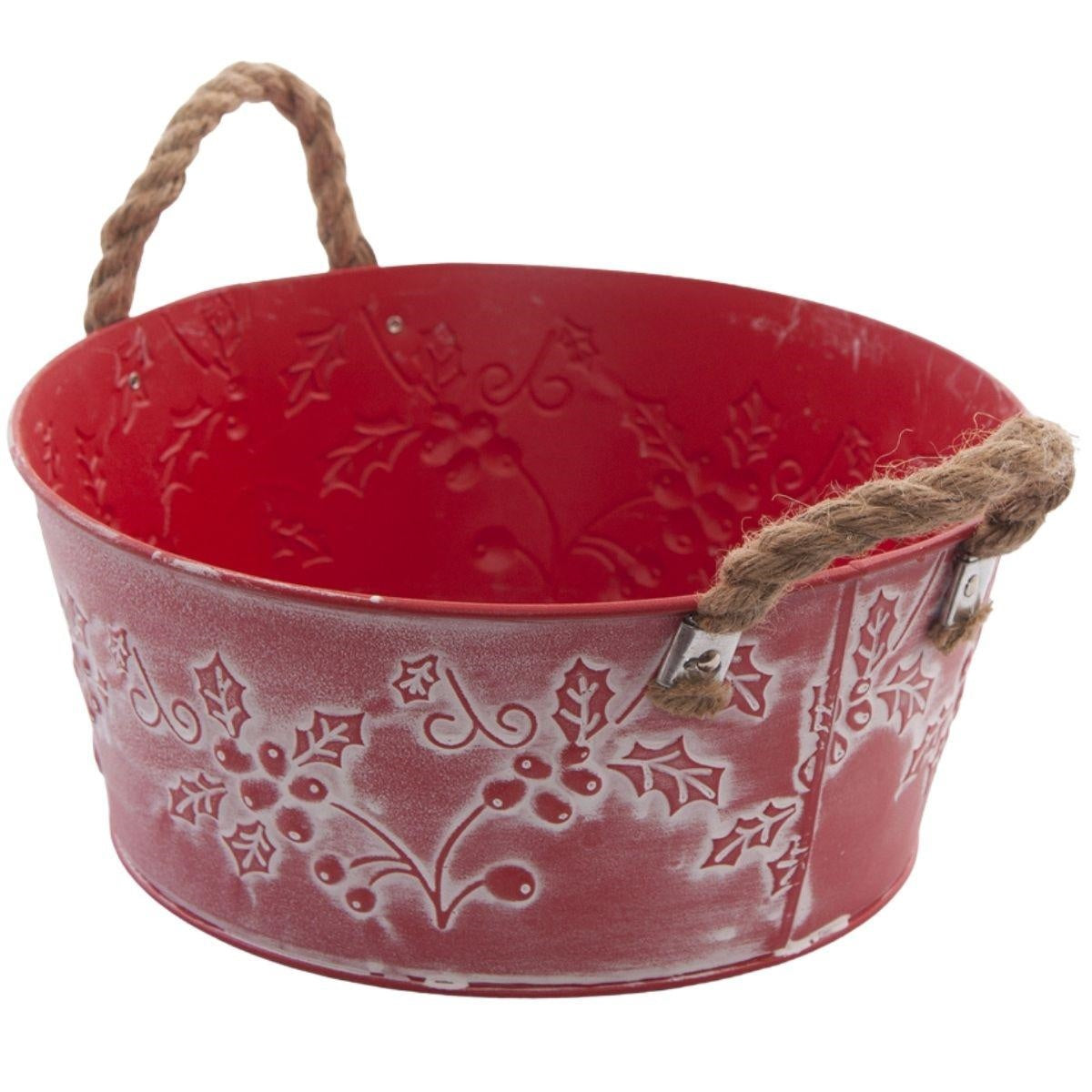 Ciotola natalizia rossa in latta Ø28H12