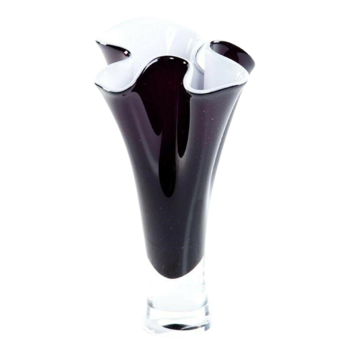 Vaso in vetro bianco e viola H25
