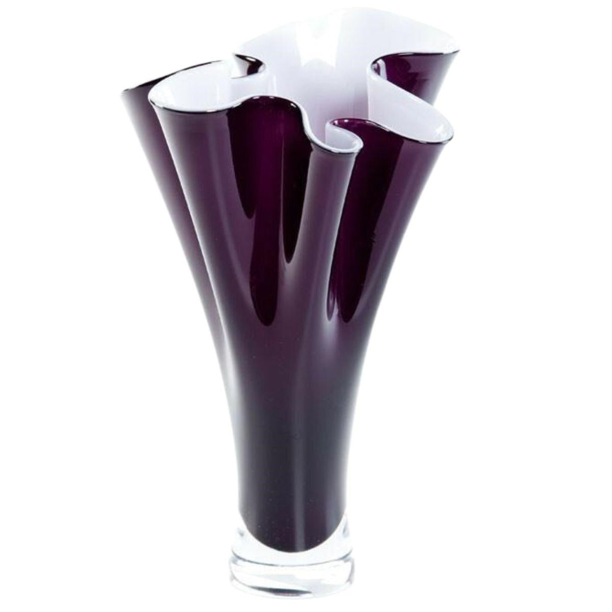 Vaso in vetro bianco e viola H35 - Milano 7 Arte e Design