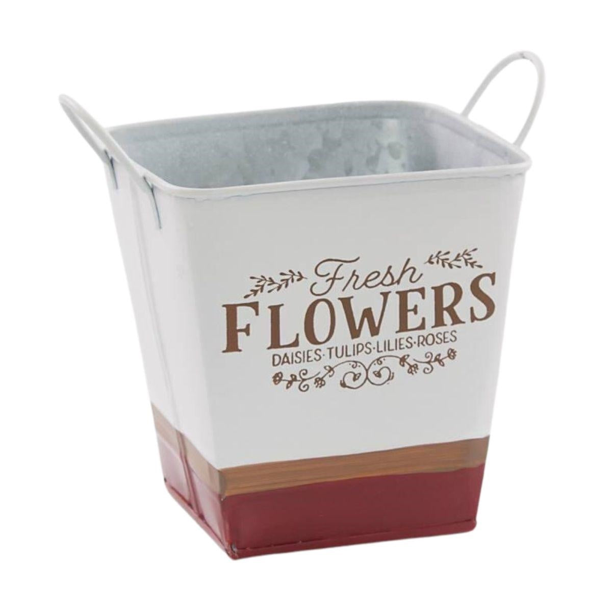 Vaschetta in latta "Flowers" 13X13H12