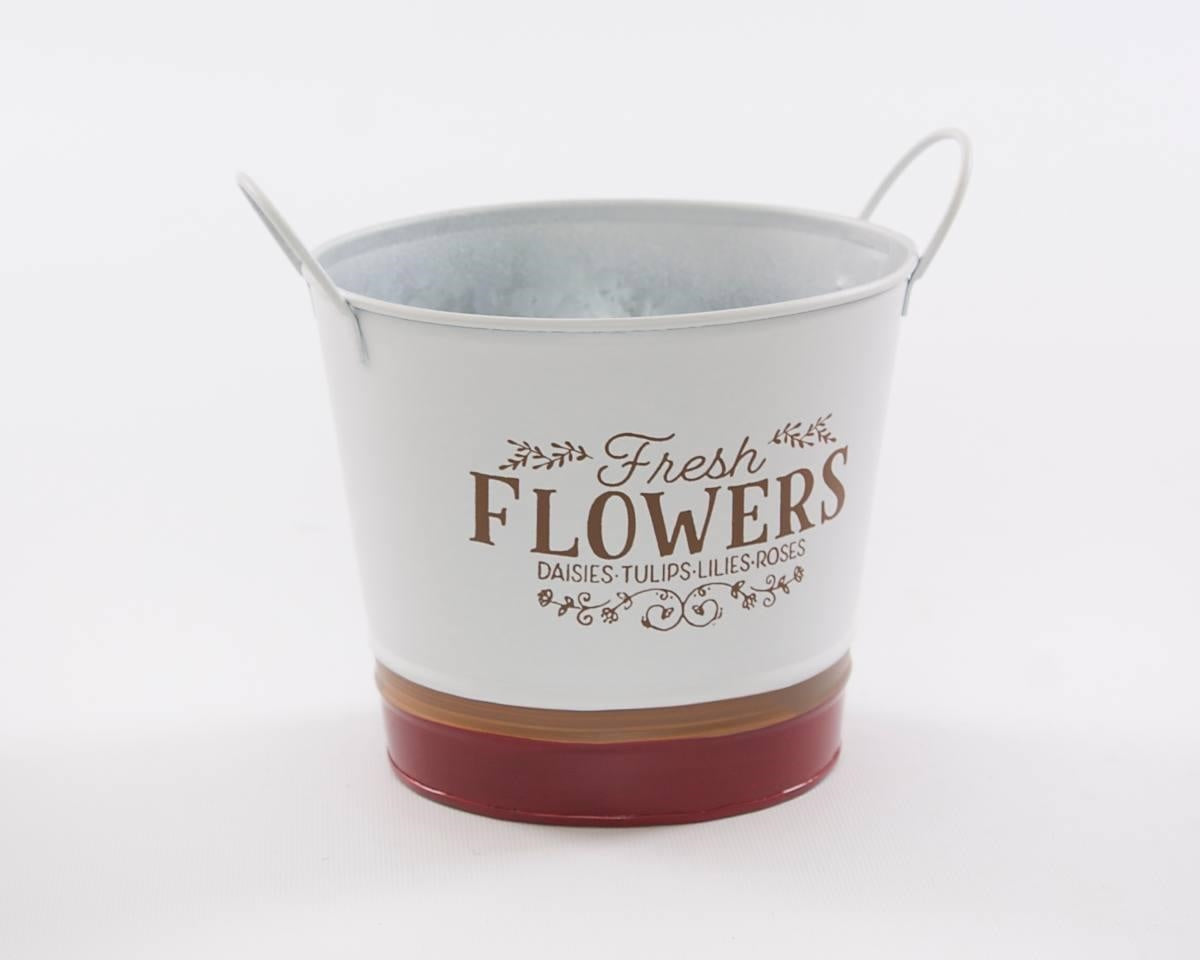 Vaschetta rotonda in latta "Flowers"Ø17H13