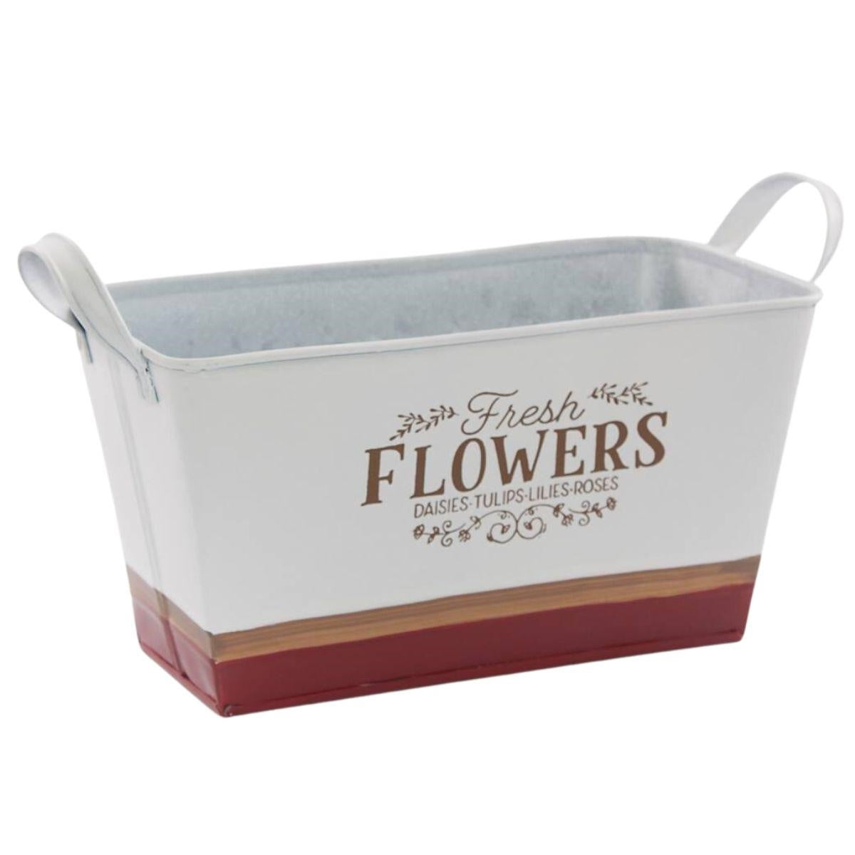 Vaschetta rettangolare in latta "Flowers" 25X13H11