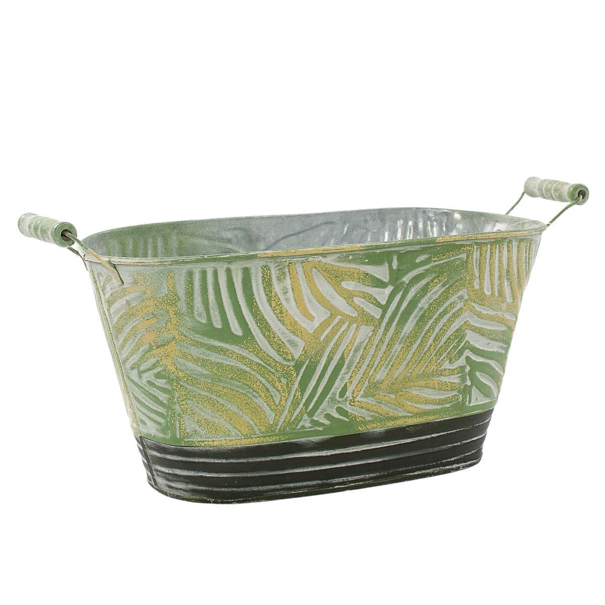 Vaschetta ovale in latta foglie 33X16H16,5