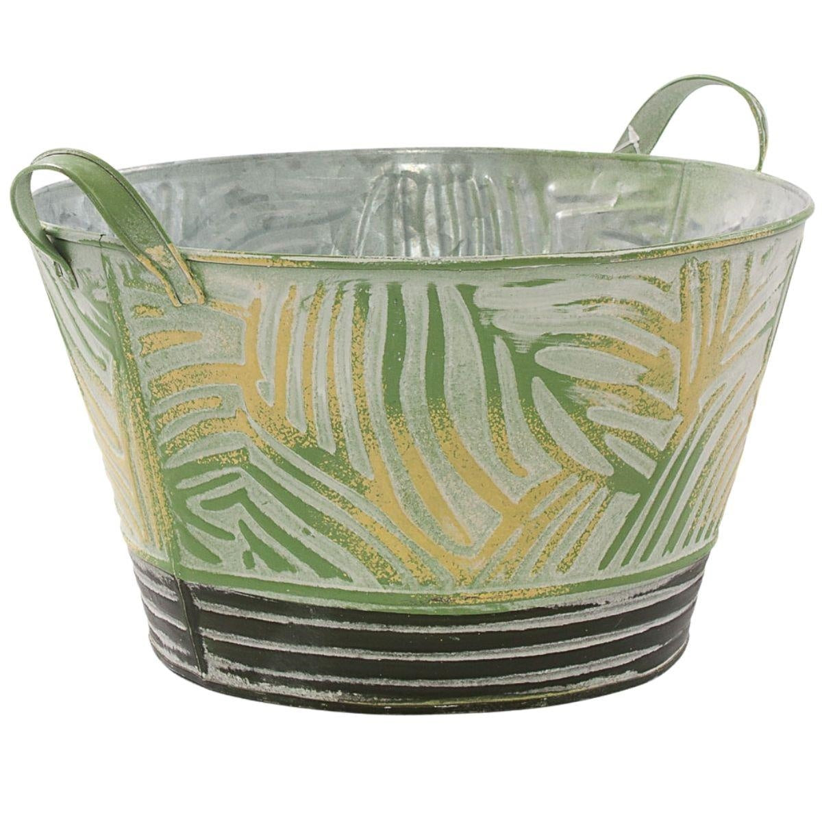 Ciotola ovale in latta foglie Ø27H16