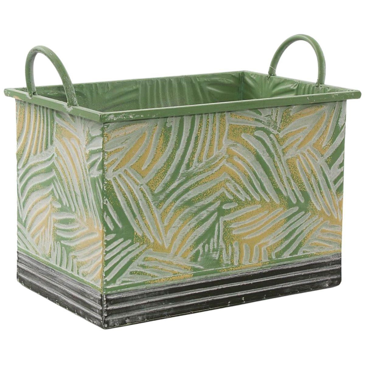 Vaschetta rettangolare in latta foglie 30X20H20 - Milano 7 Arte e Design