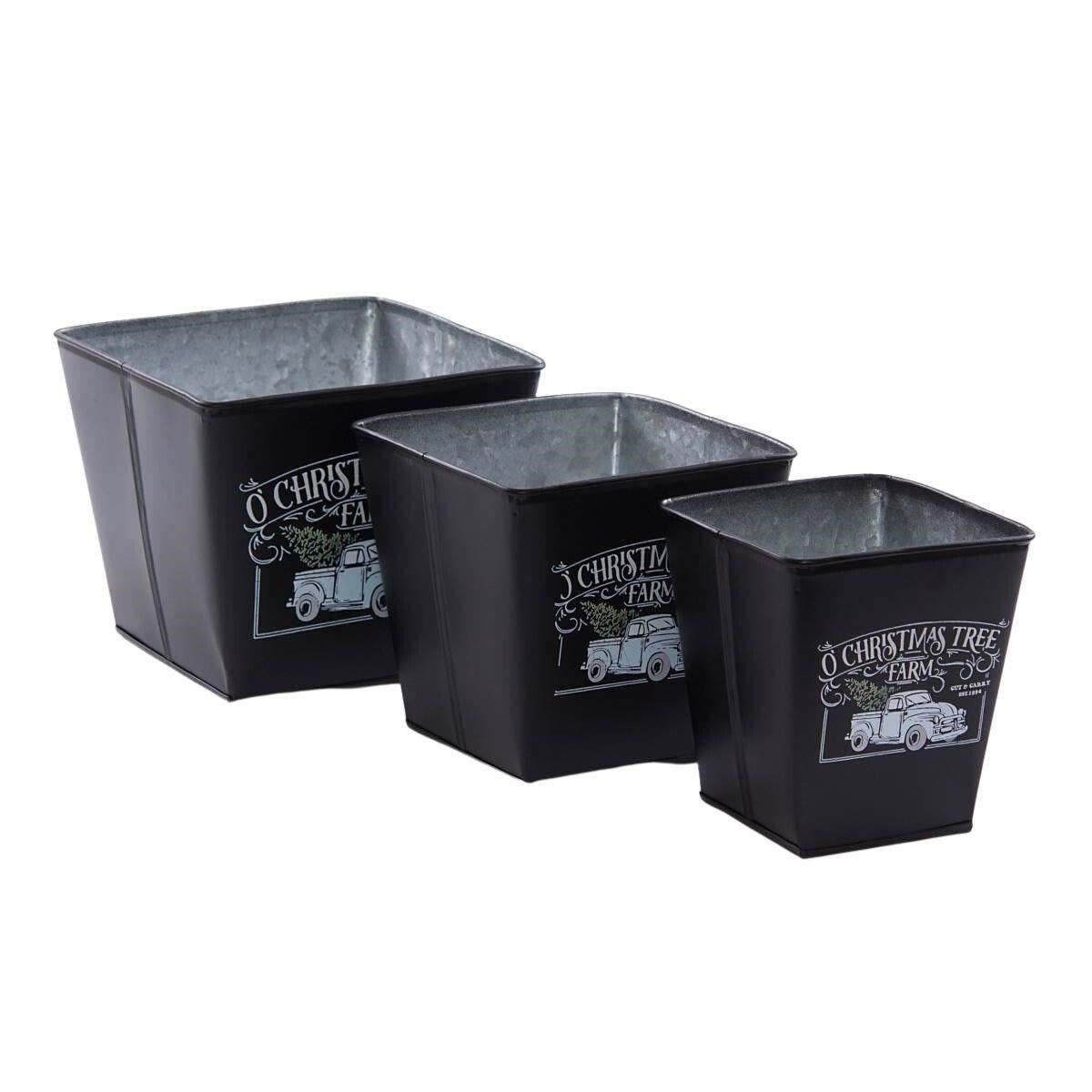 Vaschette nere in latta in set di 3 25x15H14